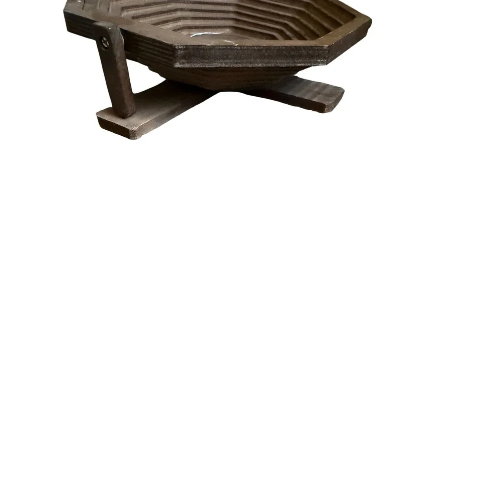 Vintage Collapsible Wooden Fruit Basket Octagon Spiral Folding Bowl Centerpiece